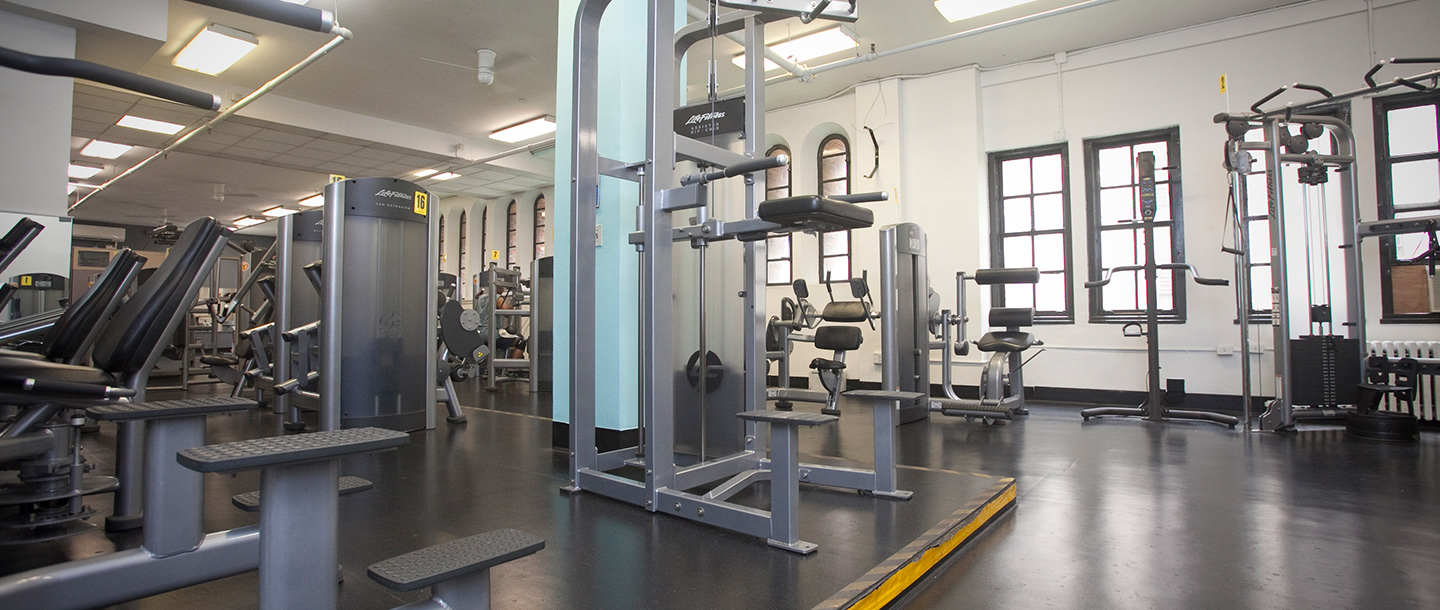 Training machines and equipment at the gym at West Side YMCA