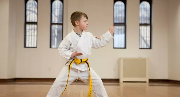 karate student in class