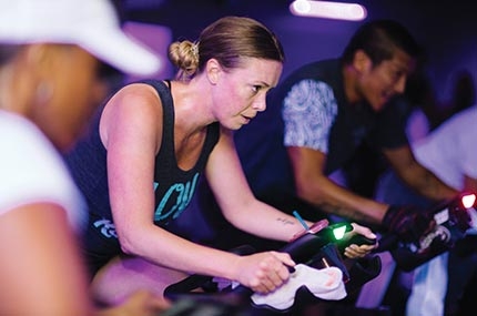 Woman in spin class