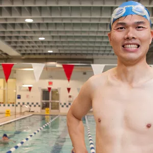 Adult learn to swim at pool YMCA