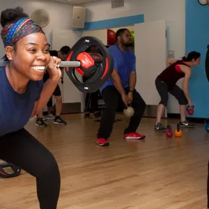 Lifting weights at the YMCA