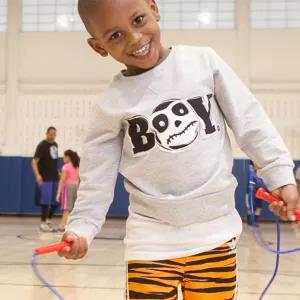 Kid in gymnasium at YMCA