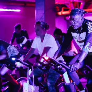 Blacklight Spin cycling class in Brooklyn YMCA studio