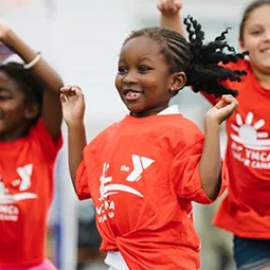 Group of smiling summer campers